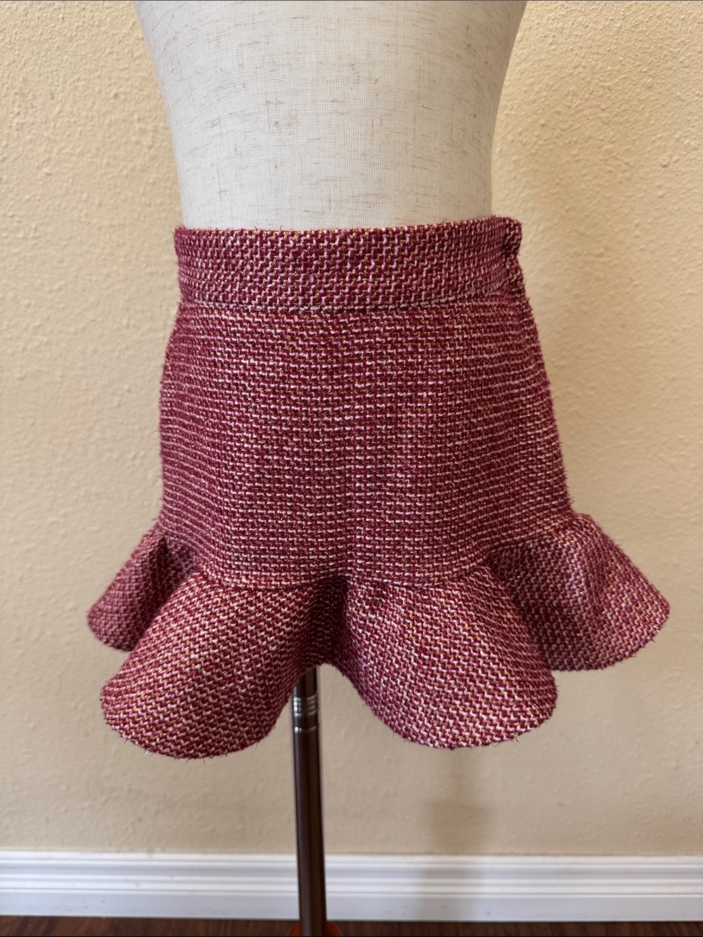 Janie & Jack Bouclé Tweed Textured Skirt In Cranberry Size 2T